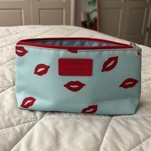 Clinique x Kate Spade lip print zip make up pouch